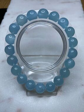 ✨ Natural Aquamarine Beaded Bracelet – High Grade "Stone of Courage" ✨